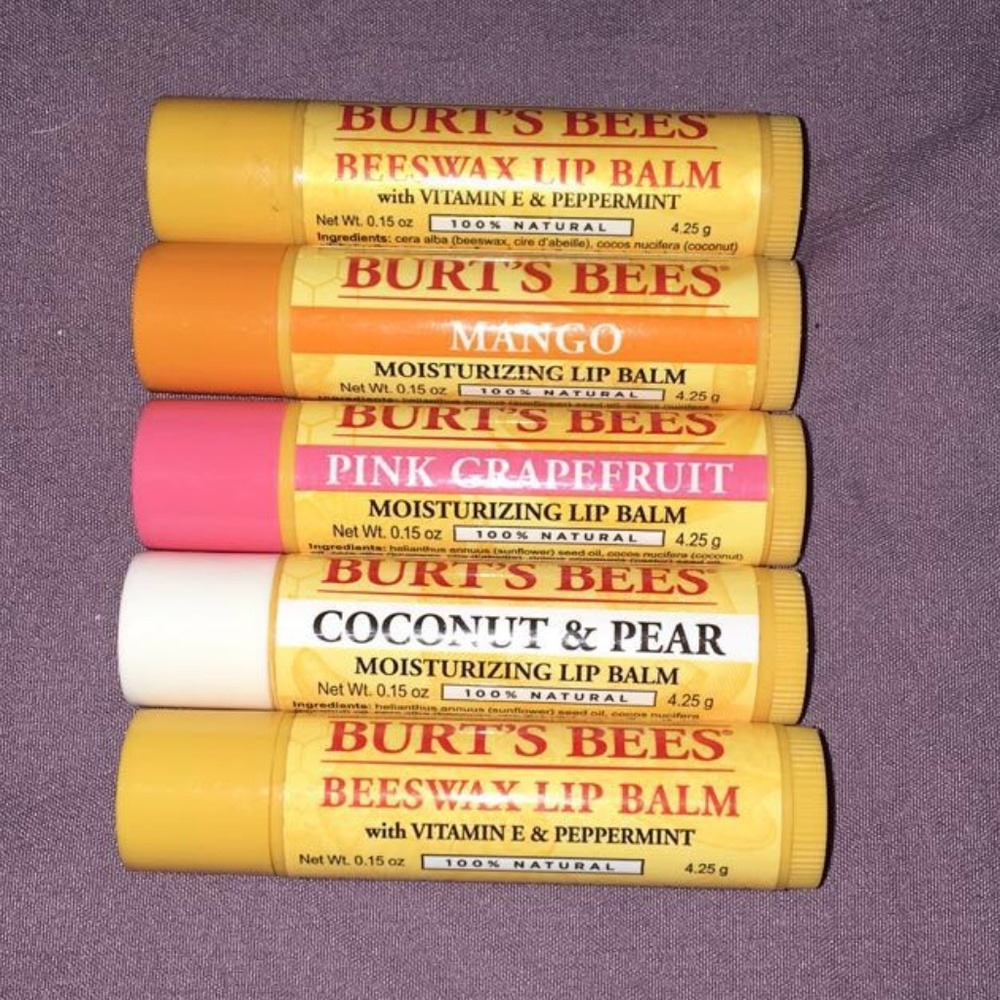 5 Burts Bees Lip Balms